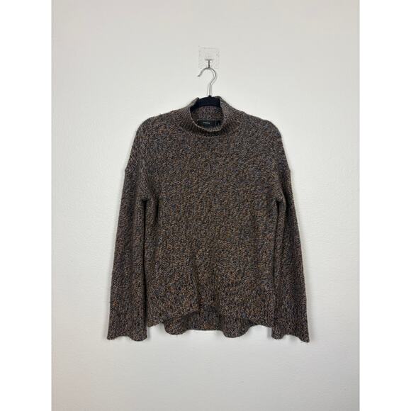 Thoery Karenia Cashmere Brown Speckled Quiet Luxury Knit Turtleneck Sweater S - Picture 2 of 6
